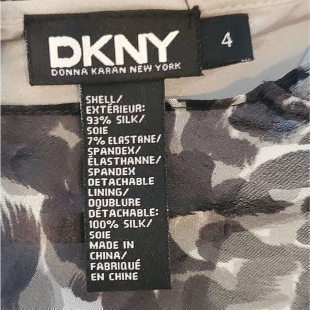 Donna Karan DKNY black grey leopard print silk blend dress size 4 New!! MSRP 395 - Picture 10 of 11